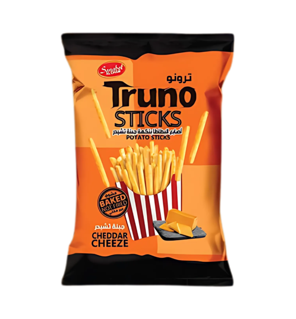 Truno Cheddar Cheese Potato Sticks, Cheesy flavor with a satisfying crunch / Cellophane Bag / 12*65g
